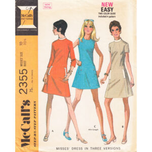 70s Easy A-Line Dress Pattern McCall’s 2355 Size 10