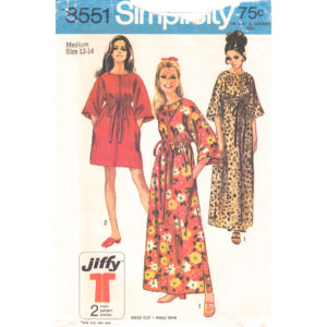 60s Caftan Pattern Simplicity 8551 Robe, Beach Dress