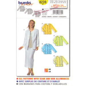 Burda 8239 Plus Size Fitted Jacket Pattern Size 18 to 34