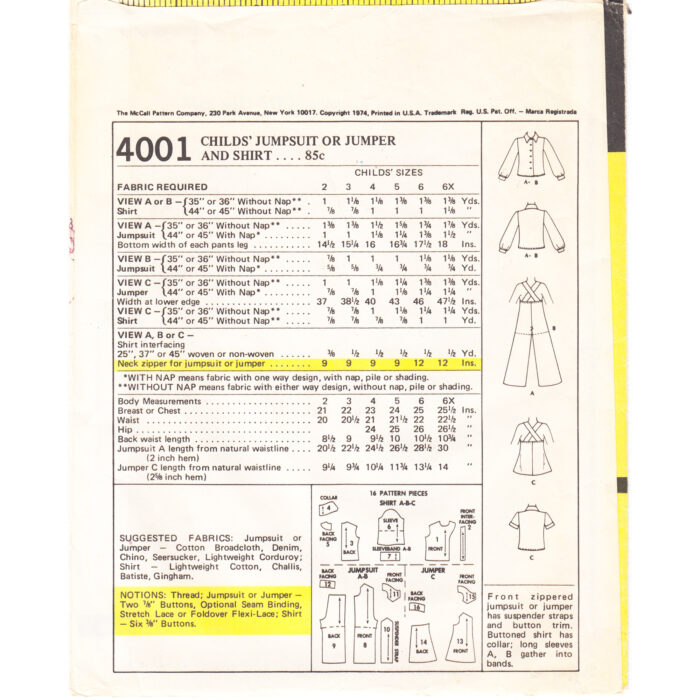 M4001 jumper jumpsuit top pattern