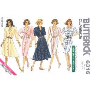 Butterick 6316 Shirt Dress, Top, Skirt Sewing Pattern