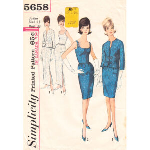 60s Slim Low Back Dress, Jacket Pattern Simplicity 5658