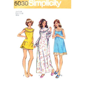 Long or Babydoll Nightgown, Bloomers Pattern Simplicity 5030