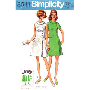 60s Faux Wrap Dress Pattern Simplicity 8541 Bias Roll Collar