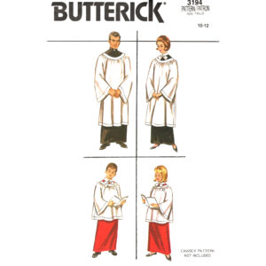 Choir Robe Pattern Butterick 3194 Child Size 10 12 Uncut