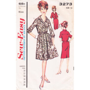 60s Shirtwaist Dress Pattern Advance 3273 Full or Slim Skirt B36