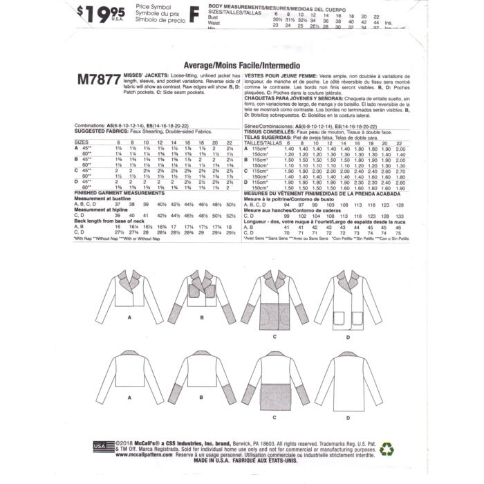 M7877 jacket pattern