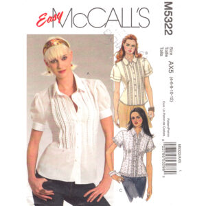 McCall’s 5322 Pin Tucked Blouse Pattern, Puff Sleeve Top