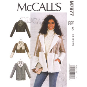 McCall’s 7877 Loose Jacket Pattern Unlined Coat with Pockets