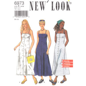 New Look 6873 Spaghetti Strap Dress Pattern, Button Front