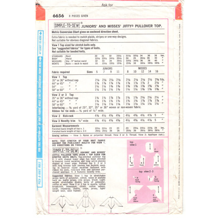 S6656 top pattern