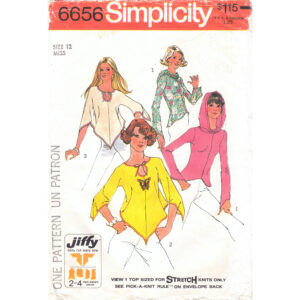 70s Shaped Hem Top Pattern Simplicity 6656 Kimono Sleeves