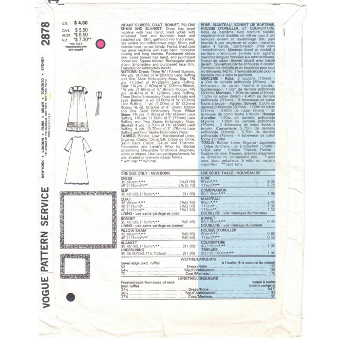 V2878 baby Christening pattern