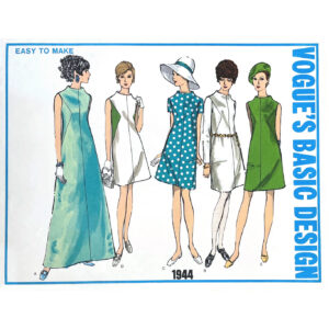 60s A-Line Dress Pattern Vogue 1944 Evening Gown Bust 36