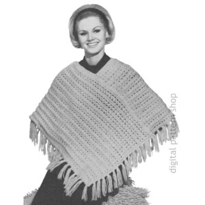 70s Easy Poncho Knitting Pattern, Open Knit Poncho PDF