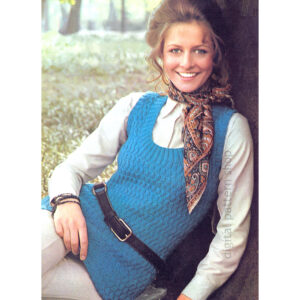 70s Pullover Vest Knitting Pattern, Rib Stitch Knit Jumper Top