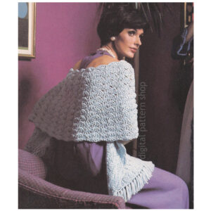 70s Stole Crochet Pattern, Evening Wrap Shawl Pattern PDF