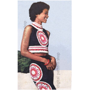 70s Medallion Crop Top and Pants Crochet Pattern, Trousers