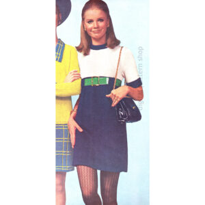 70s Empire Dress Knitting Pattern, High Top Mini Dress PDF