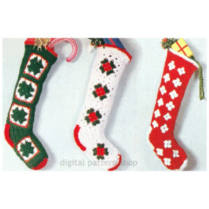 Christmas Stockings Crochet Pattern, Granny Square Stockings