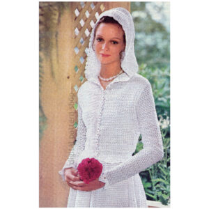 70s Wedding Dress Crochet Pattern, Hoodie Jacket, Square Neck