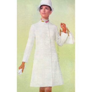 70s Dress Coat Crochet Pattern for Women, Lined Flared Coat