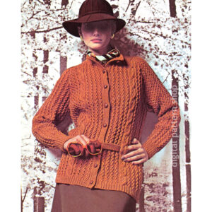 Cable Cardigan Knitting Pattern, Textured Button Up Sweater PDF