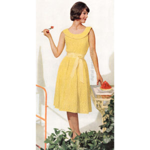 60s Party Dress Knitting Pattern, Sleeveless Flared Dress PDF