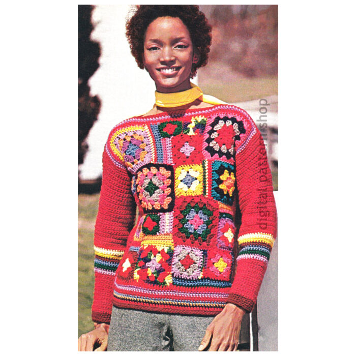 patchwork sweater crochet pattern