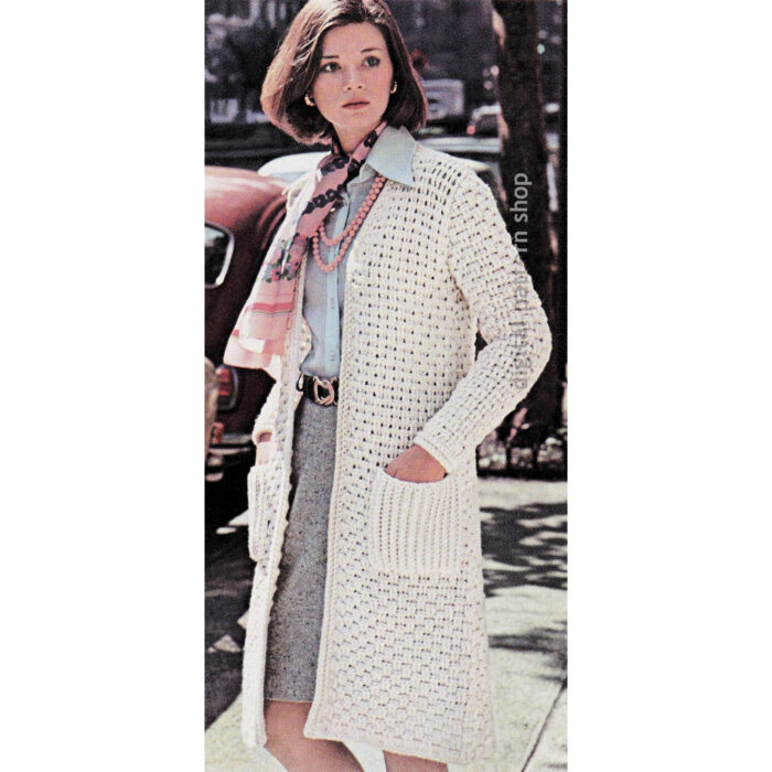 Woven Coat Crochet Pattern, Long Sweater, Open Cardigan PDF