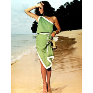 One Shoulder Dress Knitting Pattern, Beach Cover-Up Dress PDF