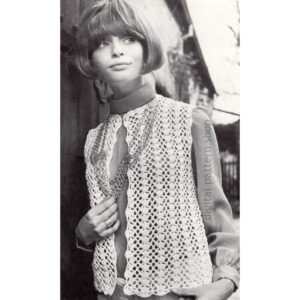 60s Crochet Vest Pattern, Shell Stitch Open Vest for Women PDF