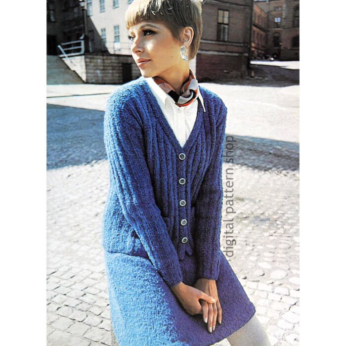 cardigan and skirt suit knitting pattern