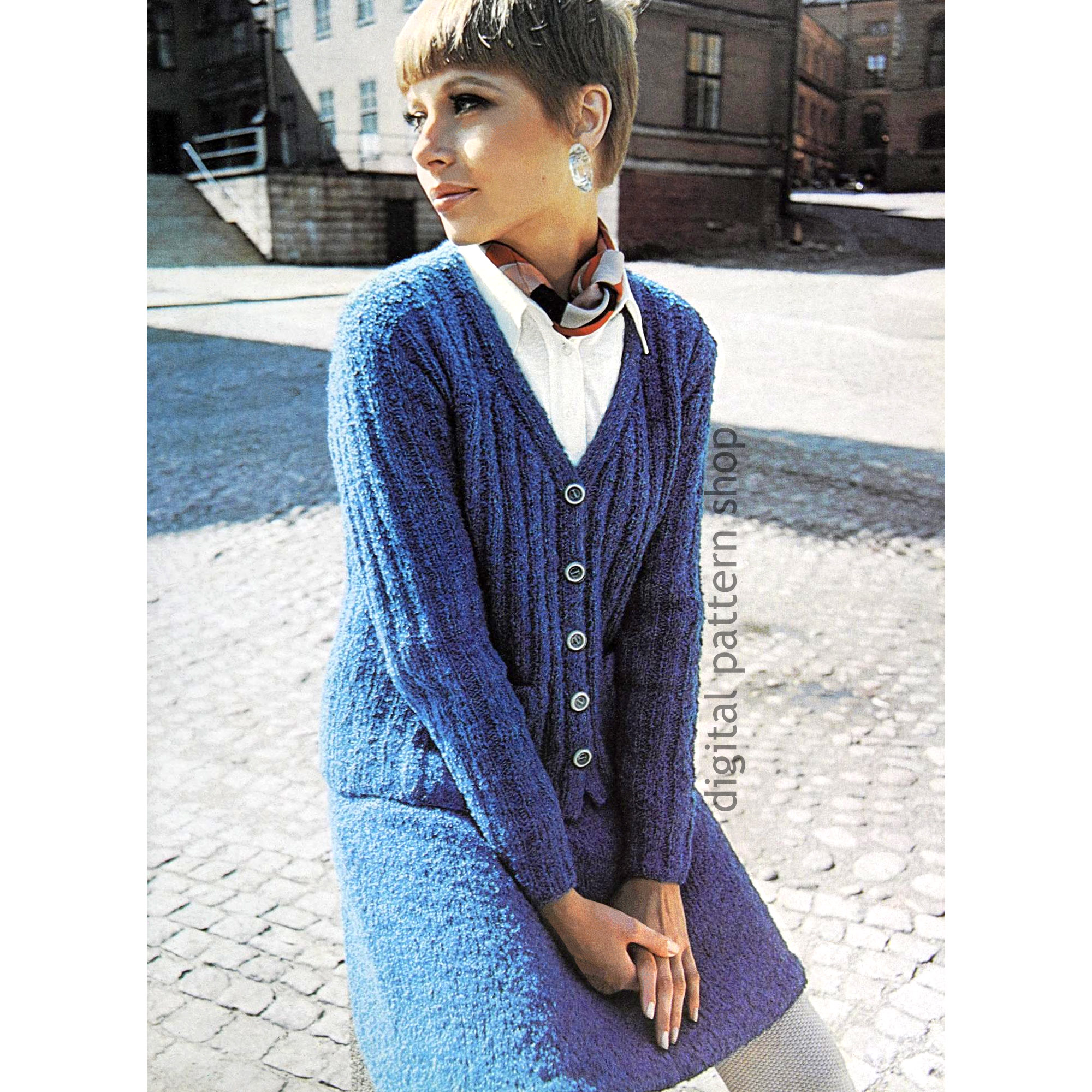 cardigan and skirt suit knitting pattern