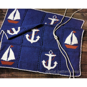 Nautical Afghan Pattern, Tunisian Crochet Sailboat Anchor Blanket