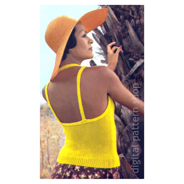 backless top knitting pattern back view