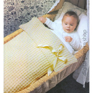 Baby Blanket Knitting Pattern Crochet Edge, Waffle Stitch Crib Cover