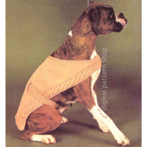 Dog Coat Knitting Pattern for Boxer, Cable Trimmed Dog Sweater PDF