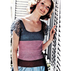 70s Mesh Sleeve Tank Top Crochet Pattern, Easy Summer Top PDF