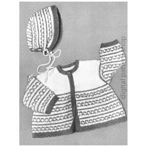 Baby Knitting Pattern, 60s Sweater and Bonnet Set, Sacque and Hat