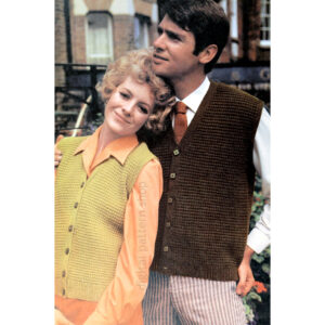 60s Textured Vest Knitting Pattern, Unisex for Men or Women PDF