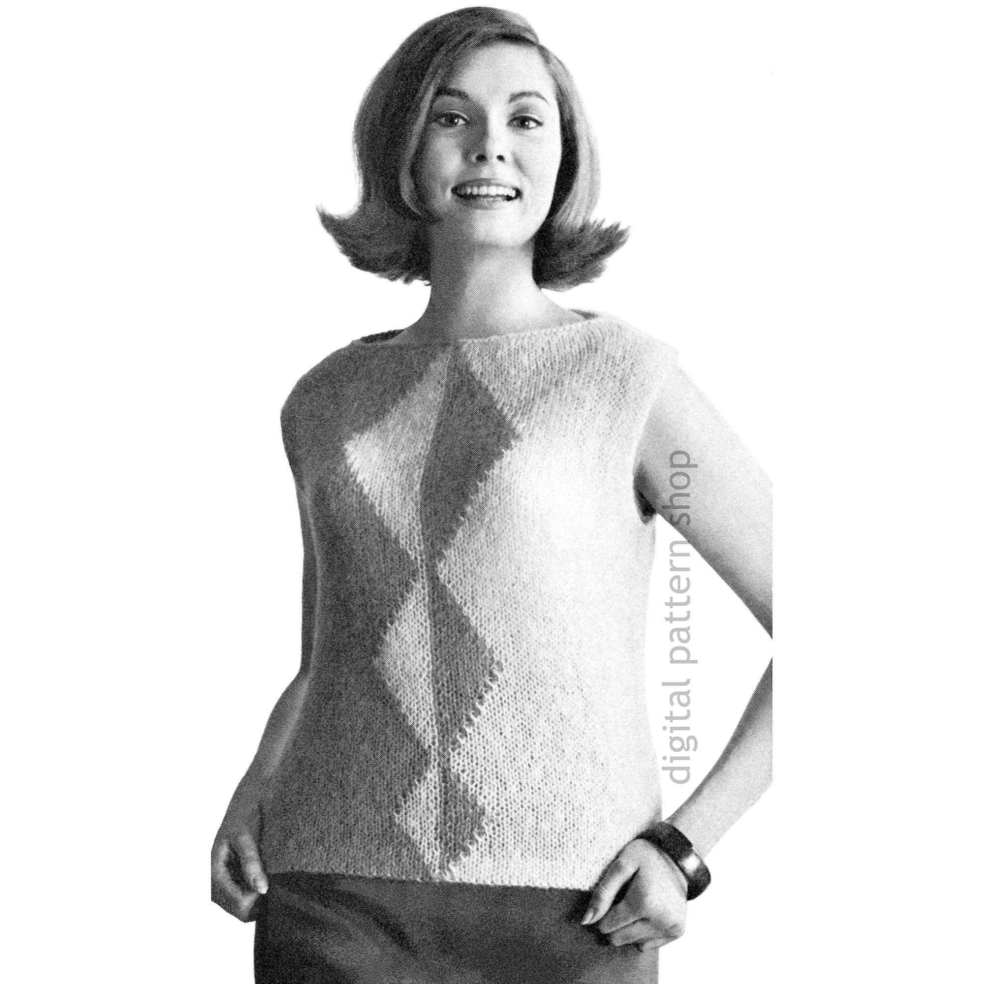 diamond shell top knitting pattern