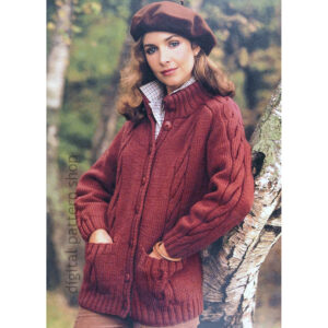Cable Jacket Knitting Pattern, Knit Bulky Cardigan, Car Coat PDF