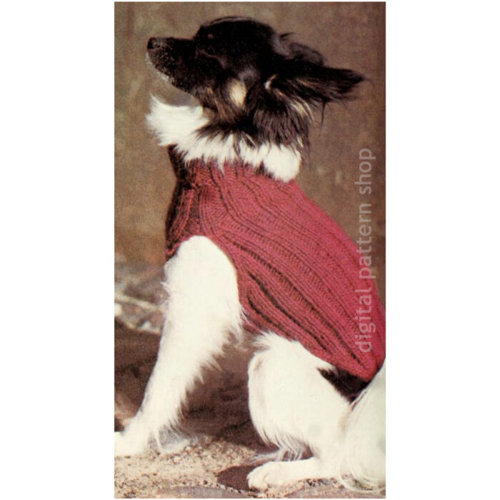 Knit Dog Sweater Pattern, Ribbed Dog Coat Knitting Pattern PDF