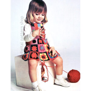Girls Pinafore Crochet Pattern, Toddler Granny Square Bib Skirt