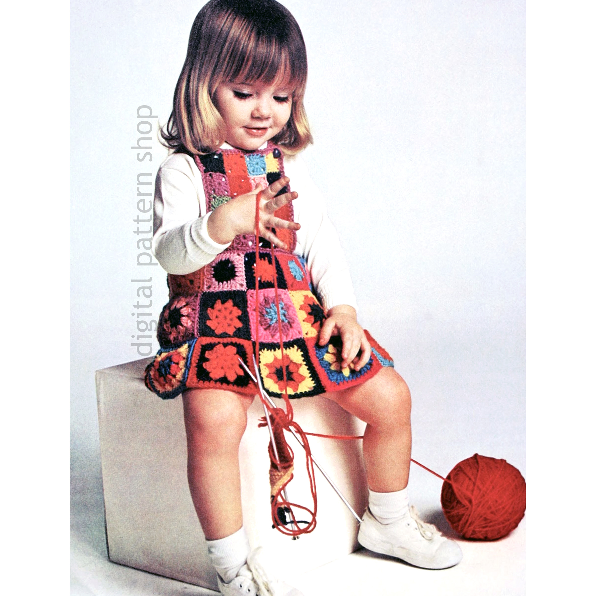 girls granny square bib skirt crochet pattern