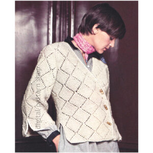 Jacket Knitting Pattern, Garter Stitch Diamond Jacket, Wrap Sweater