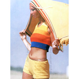 Rainbow Crop Top Knitting Pattern, Midriff Top Summer Tank Top PDF