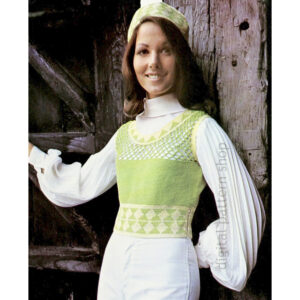 Crochet Pattern Sleeveless Top, Pillbox Hat, Mesh Vest Diamond Design