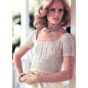 Filet Crochet Top Pattern, Square Neck Crop Top, Lacy Blouse PDF